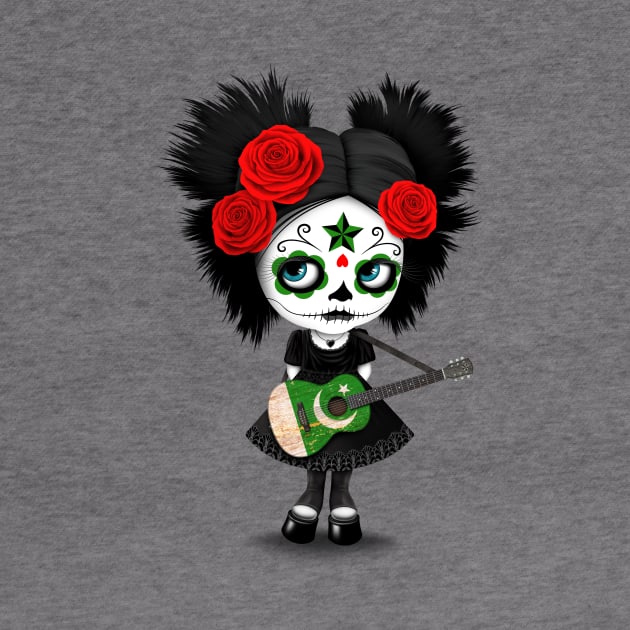 Sugar Skull Girl Playing Pakistani Flag Guitar by jeffbartels